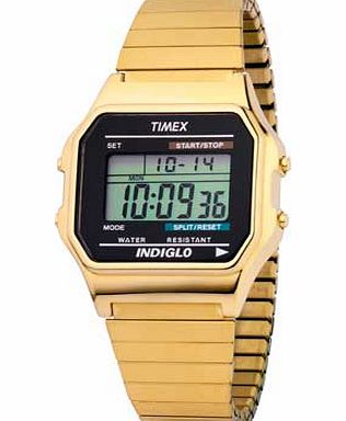 Timex Unisex Retro Digital Gold Tone Bracelet