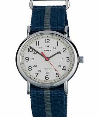Timex Weekender Blue and Grey Stripe Watch