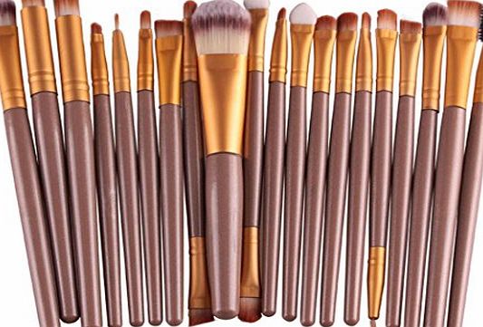 Tinale 20 Pcs Pro Makeup Set, Tinale Powder Foundation Eyeshadow Eyeliner Lip Cosmetic Brushes Gold