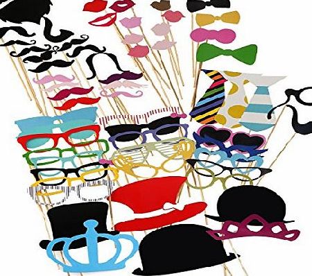 Tinksky  60Pcs Colorful Props Photo Booth Favour DIY Funny for Party, Wedding, Birthday, Graduation