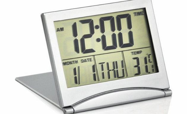 tinxs Multi-function Mini Foldable Desk Digital LCD Calendar Temperature Display Snooze Alarm Clock