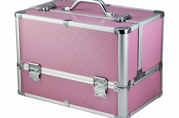 tinxs  Professional Extra Large Space Aluminium Beauty Cosmeticamp;Makeup Case Toiletry Storage Nail Hairdressing Vanity Box Valentines Day Gift (pink)