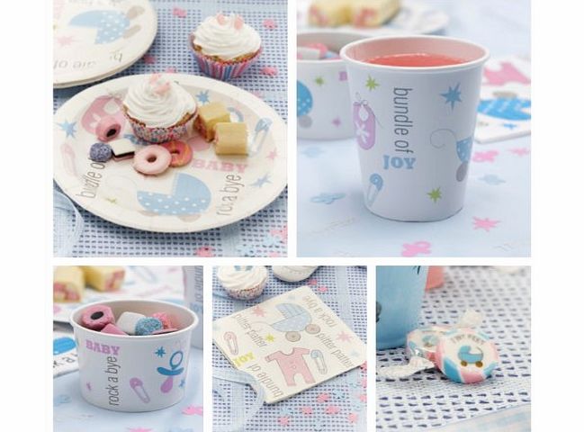 Tiny Feet Baby Shower Tableware Pack for 8 with Rock