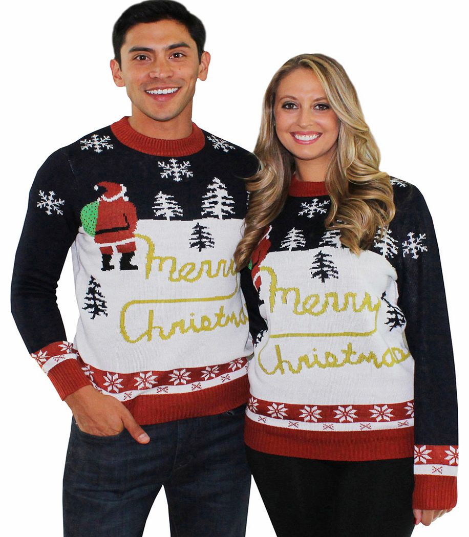 Unisex Blue And Red Santa Yellow Snow Christmas