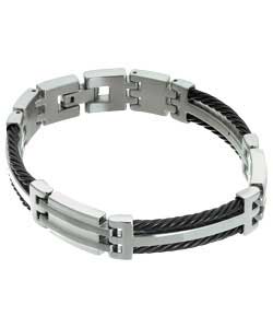 Black Cable Bracelet with Stainless Steel Buckle