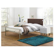 Tiverton Double Bed, Brown Faux Leather