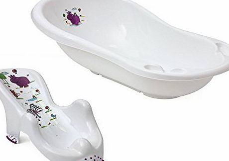 TKO Set 2in1 OKT Plastic baby bath tub 100 cm and seat Hippo White