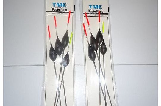 TMC 8 x Carbon stem Paste Fishing pole floats. Coarse / Carp. Hi Viz Tips