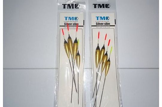 TMC 8 x Carbon stem Silver Slim Fishing pole floats. Coarse / Carp. Hi Viz Tips