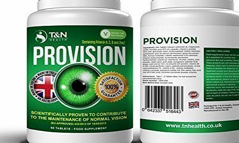 Provision Eye Supplement Pills -These Macular Degeneration Tablets Provide a Wide Range of Vitamins, Minerals and Micronutrients Including Vitamins A, C, B and Zinc For Greater Nutritional C