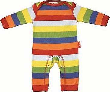 Unisex Baby Organic Multi Stripe Sleepsuit Multicolored Stripe 6 - 12 Months