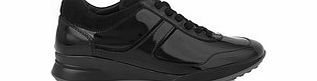 Womens black patent leather trainers