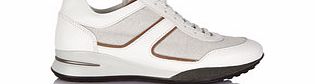 Womens cream leather and canvas trainers
