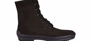 Tod`s Womens dark brown suede lace-up boots