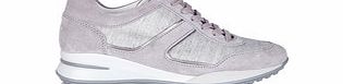 Womens grey suede and canvas trainers