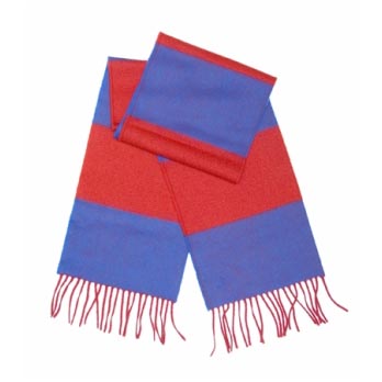 TOFFS Blue and Red Cashmere Bar Scarf