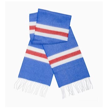 TOFFS Blue White and Red Cashmere Bar Scarf