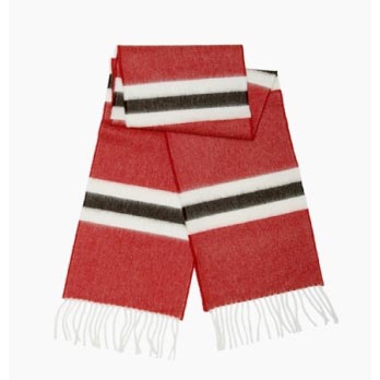 TOFFS Red White and Black Cashmere Bar Scarf