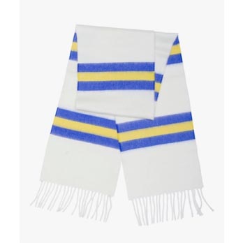 TOFFS White Blue and Yellow Cashmere Bar Scarf