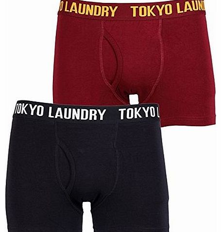 Tokyo Laundry Gabriel 2 Pack Boxer Short Trunks Dark Navy/Burgundy - S (31in)
