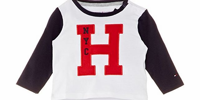Tommy Hilfiger Baby Boys H Long Sleeve T-Shirt, Classic White, 0-3 Months (Manufacturer Size:62)