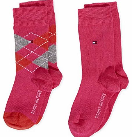 Tommy Hilfiger Girls 334013001 Th Kids Original Argyle 2P Calf Socks, Pink (Cabaret), 9 (Manufacturer Size: 27-30)