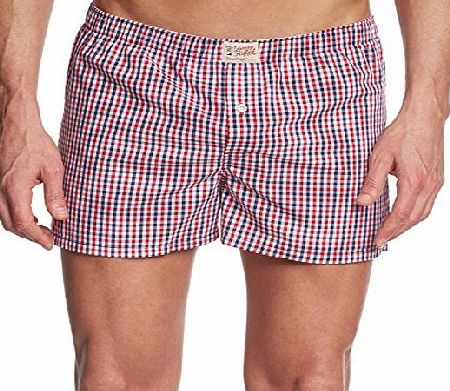 Tommy Hilfiger Hilfiger Denim Men Dal Checkered Boxer Shorts, Tango Red, Medium