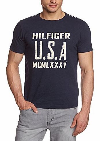 Tommy Hilfiger Mens Axel Tee S/S Rf Crew Neck Short Sleeve T-Shirt, Blue (Navy Blazer-Pt 416), Small