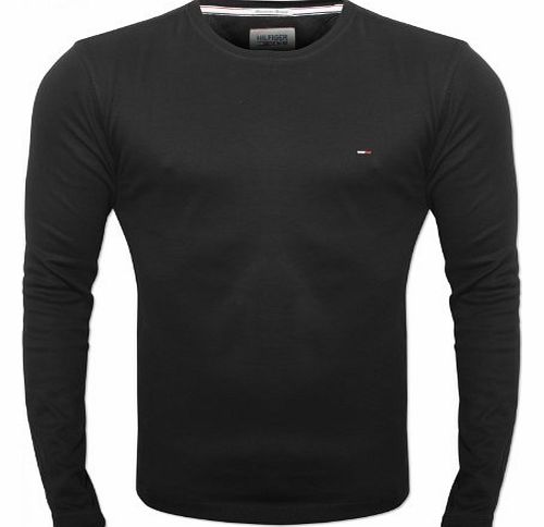 Tommy Hilfiger New Tommy Hilfiger Mens Black Trump Long Sleeved Designer T-Shirt Black X-Large