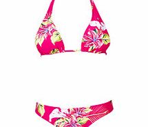Pink and multi-coloured floral bikini set