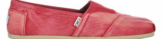 Toms Classics Red Stone Washed Canvas Espadrilles