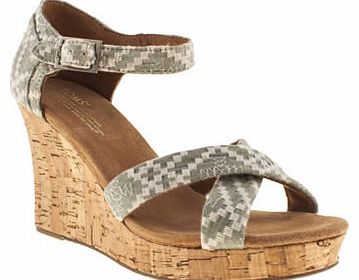 Toms womens toms pale blue strappy wedge sandals