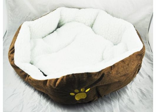 TOOGOO(R) SWT Brown Warm Indoor Soft Fleece Puppy Pets Dog Cat Bed House Basket with Mat waterproof
