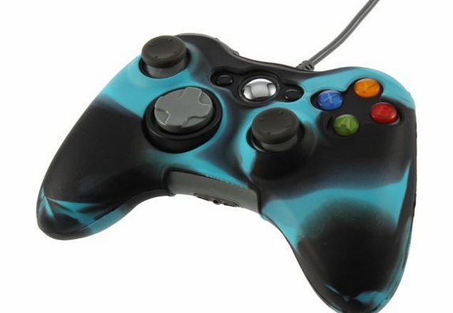 TOOGOO(R) YKS Anti-glare Silicone Skin Case Cover for Xbox 360 Controller (blue black)