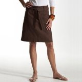 Toolbank (First Order Account) Linen/cotton mix, flared cut, knee-length skirt brown 014