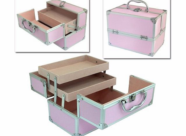 Tooltime Aluminium Cantilever Vanity Case with Pink Faux Leather Finish