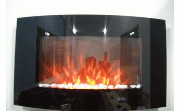 Tooltime Large 2kW Black Glass Screen Wall Mounted Fireplace