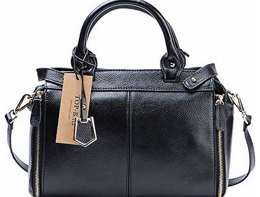TOP-BAG Beautiful Women Ladies Genuine Leather Handbag Shoulder Handbag, SF0570 (Black)