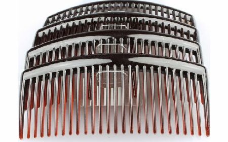 Top Brand Pack of 4 strong and resilient 9.5cm long hair side combs. Available in 3 colours; Black, Brown tortoiseshell effect or Clear. Useful hair accessory for many hairstyles. (Brown)