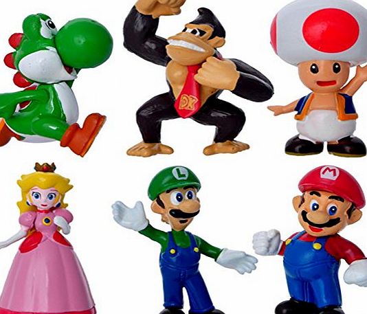 Top Brand Super Mario Bros Action Figures 6pc/lot PVC Luigi Donkey Kong Youshi Mario Gift Toys For Children