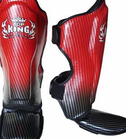 Top King Muay Thai Boxing Shin Guards Shin Pads Protector Super Star TKSGSS-01-RD Red Size S-M-L (Small)