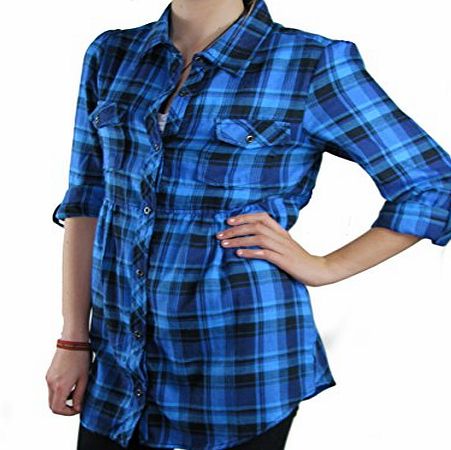 TopsandDresses Ladies Checked Shirts in Blue Purple or Grey Womens Sizes 8 - 18 eu42 blue