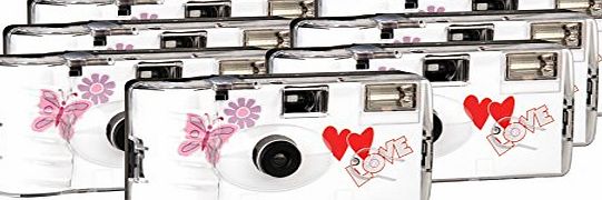 TopShot Love Hearts Disposable Camera 27 Photos, Flash, 6 1 Pack / Red