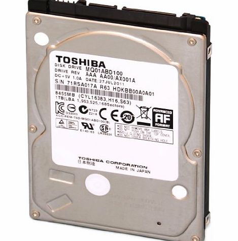 Toshiba MQ01ABD100 1TB SATA 3GB/s 5400RPM 2.5 Inch 9.5mm Internal Hard Drive