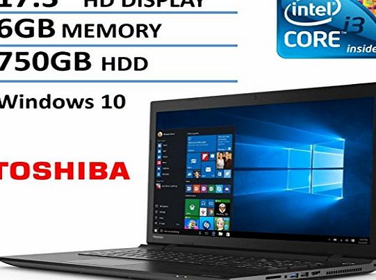 Toshiba Satellite 17.3-Inch Laptop (Intel Core i3 Processor, 6GB Ram, 750GB Hard Drive, DVD Burner, HDMI, Bluetooth, WiFi, Windows 10)