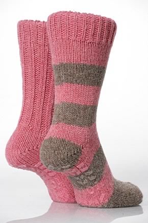 Ladies 2 Pair Totes Naturals Wool Blend Slipper Socks In 2 Colours Rose Pink