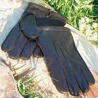 Leather with 3 Point Detail Gloves Black Small / Medium