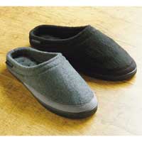 Totes Mens Fleece Mule Slippers Grey Medium