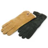 Totes Suede Glove w/Microluxe Trim Black Medium