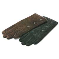 Totes Suede Glove w/self Stitch Detail Chocolate Small